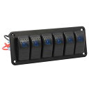 X AUTOHAUX 1セットカーマリンボート 6ギャング4ピントグルロッカースイッチパネル 12V / 24Vサーキットブレーカー ブルーLEDインジケーター 防水