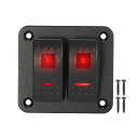X AUTOHAUX スイッチパネル カーLEDロッカートグル 防水 レッド DC 12V 24V 74x68x94mm 1セット