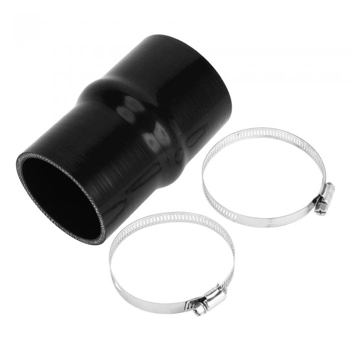 X AUTOHAUX 異径ハンプシリコンホース シリコンクッションホースハンプシリコンチューブ ターボ インタークーラー 4層強化 耐圧力 耐久 耐熱ホース 耐寒 ブラック 長さ127mm 内径76-68mm 2*ホースバンド付き