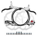 BULLSPANN 1セット 自転車ディスクブレーキキット リア左フロント右ブレーキレバー 160mmローター 自転車ディスクブレーキキャリパー ブレーキワイヤー ロードバイク MTB用 シルバートーン