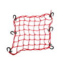 uxcell バイク荷物カーゴネット 収納袋 6個フック付き 伸縮性 40x40cm49穴 レッド 1個