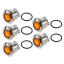 X AUTOHAUX 5個入り インジケーターライト 19mm 12V AC DC メタルシェル 防水 パイロット ダッシュ シグナルランプ 車両 トラック ボ...