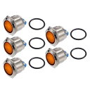 X AUTOHAUX 5個入り インジケーターライト 22mm 12V AC DC メタルシェル 防水 パイロット ダッシュ シグナルランプ 車両 トラック ボ...