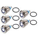 X AUTOHAUX 5個入り インジケーターライト 12mm 12V AC DC メタルシェル 防水 パイロット ダッシュ シグナルランプ 車両 トラック ボ...