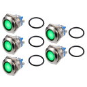 X AUTOHAUX 5個入り インジケーターライト 16mm 12V AC DC メタルシェル 防水 パイロット ダッシュ シグナルランプ 車両 トラック ボ...