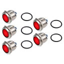 X AUTOHAUX 5個入り インジケーターライト 22mm 12V AC DC メタルシェル 防水 パイロット ダッシュ シグナルランプ 車両 トラック ボ...