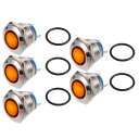 X AUTOHAUX 5個入り インジケーターライト 16mm 12V AC DC メタルシェル 防水 パイロット ダッシュ シグナルランプ 車両 トラック ボ...