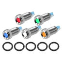 X AUTOHAUX 5個LEDインジケーターライト 8mm 12V-24V シェル防水パイロットダッシュシグナルランプ カー トラック インテリア 色はアソー...