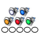 X AUTOHAUX 5個LEDインジケーターライト 16mm 230V AC メタルシェル 防水パイロットダッシュシグナルランプ 車両トラック用 インテリア ...