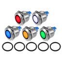 X AUTOHAUX 5個LEDインジケーターライト 19mm 230V AC メタルシェル 防水パイロットダッシュシグナルランプ 車両トラック用 インテリア ...