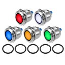 X AUTOHAUX 5個LEDインジケーターライト 22mm 230V AC メタルシェル 防水パイロットダッシュシグナルランプ 車両トラック用 インテリア ...
