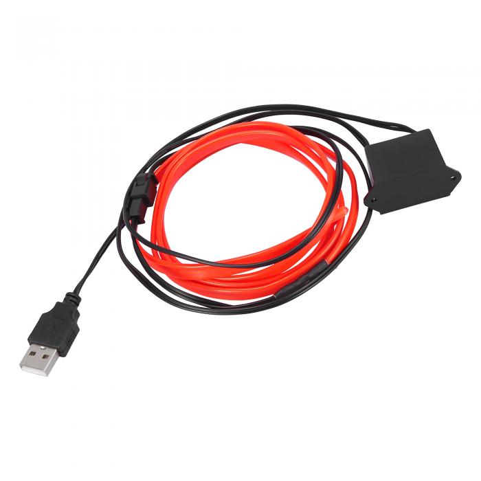 X AUTOHAUX ELワイヤー USBネオン グローストリングストリップ レッドコールドライト 飾り 車用セット 1 M