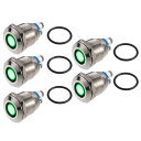X AUTOHAUX 5個インジケーターライト12mm 12V AC DCメタルシェル防水パイロットダッシュシグナルランプ車トラックボートインテリアミドリ