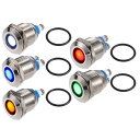 X AUTOHAUX 5個セット インジケーターライト 12mm 12V AC DC メタルシェル 防水 パイロット カスタム ダッシュ シグナルランプ 車 ト...