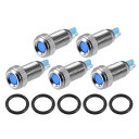 X AUTOHAUX 5個のLEDインジケーターライト8mm 12V-24Vシェル防水パイロットダッシュシグナルランプ 車両用トラ ック用インテリアブルー