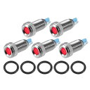 X AUTOHAUX 5個LEDインジケーターライト 8mm 12V-24V シェル防水パイロットダッシュシグナルランプ 車トラックインテリア用 赤色