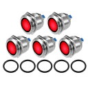X AUTOHAUX 5個LEDインジケーターライト 22mm 230V AC メタルシェル 防水パイロットダッシュシグナルランプ 車両トラック用インテリア レ...