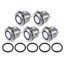 X AUTOHAUX 5個LEDインジケーターライト 19mm 230V AC メタルシェル 防水パイロットダッシュシグナルランプ 警告灯 車両 トラック イン...