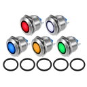 X AUTOHAUX 5個LEDインジケーターライト 19mm 230V AC メタルシェル 防水パイロットダッシュシグナルランプ 警告灯 車両 トラック イン...