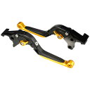 X AUTOHAUX 1 ペアオートバイブレーキクラッチレバー調整可能な折りたたみ Kawasakiに対応 ZRX1200 1999-2007 ブラック金色トー...