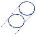 uxcell 16ft 197" マリンタイプ 3300/33C スロットルシフトリモコンボックスケーブル クレビス付 Yamahaに対応 船外機ボートモーターステアリングシステム ブルー 2個