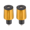 uxcell オートバイのハンドグリップ ハンドルバーエンド キャッププラグバーエンド ユニバーサル 18mm アルミニウム合金 ゴールドトーン 1ペア