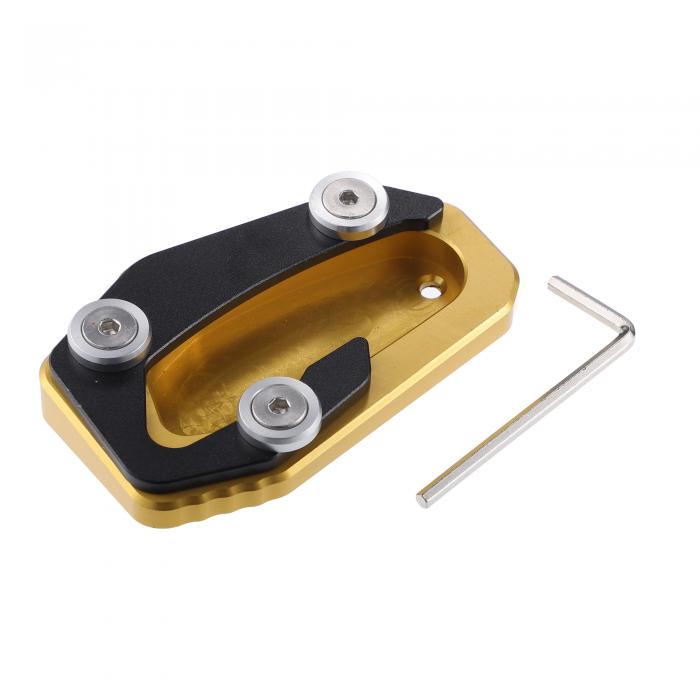 uxcell オートバイキックスタンドプレートパッド アルミニウム合金 Yamahaに対応 TMAXに対応 2017-2020 オートバイエクステンションフットサポート レンチ付き 金トーン ブラック 1セット