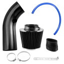 X AUTOHAUX 冷気吸気インテークフローホースパイプ エアフィルター付き ユニバーサル 76mm ブラック 1セット