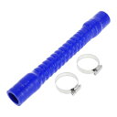 X AUTOHAUX シリコンホース クーラントホース フレキシブルブルー 長さ300mm 内径28mm ホースバンド付き ジャバラホース ラジエーターホース ...