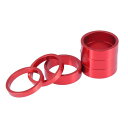 X AUTOHAUX 自転車ロードバイクヘッドセットスペーサー アルミニウム合金 レッド 内径28.6mm 外径34mm 厚さ5mm 10mm 1セット
