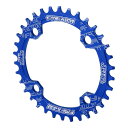 X AUTOHAUX チェーンリングクランクセットツースプレート 自転車 バイク 丸型 狭い 広い 4穴 アルミニウム合金 104mm 青 34T