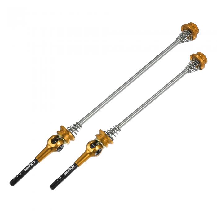 X AUTOHAUX 1ペアの自転車用クイックリリースアクスルスキュワーレバーフロントリア自転車アクスルホイールハブ140mm 180mm ゴ ールドトーン MTBマウンテンロードバイク用