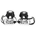 X AUTOHAUX 自転車用自転車ペダル 14mmスピンドルプラットフォーム つま先クリップ付き固定フットストラップ 1ペア