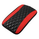 X AUTOHAUX カーアームレストクッションパッド ユニバーサル シートボックスカバー プロテクター PUレザー レッド ブラック 32x19cm