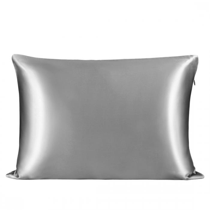 uxcell シルク枕カバー 100% 25匁 蚕糸 ピロケース 贅沢 ピローケース 1枚 美肌 美髪 高級 ファスナー付き 両面シルクタイプ つるつる 両親と親友へギフト グレー 50x75cm