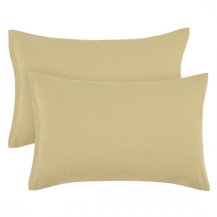 PiccoCasa 枕カバー ピローケース マイクロファイバー ソフト シワなし お肌に優しい シンプル 無地 ファスナー式 2枚 ライトタン 50*75cm