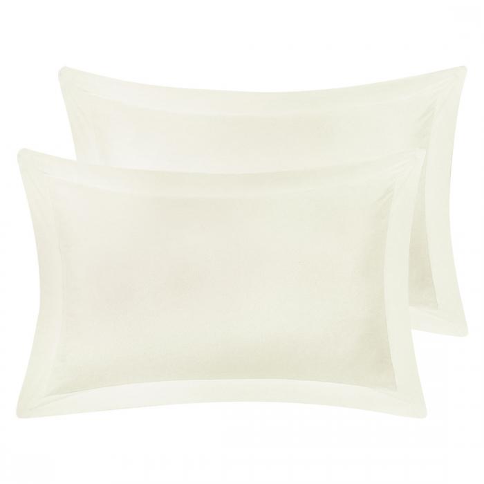 PiccoCasa ピローシャム 2パック オックス フォード ピローケース ソフト ブラッシュド マイクロファイバー シワ フェード ピロープロテク　ター用 ピローケースカバー ベージュ 50*65cm