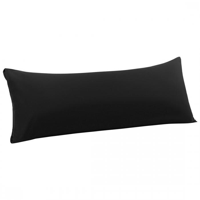PiccoCasa 枕カバー 抱き枕ケース マイクロファイバー ロング 大きい 等身大 抱き枕カバー ピローケース ホテル品質 北欧 無地 封筒式 1枚 ブラック 50*120cm