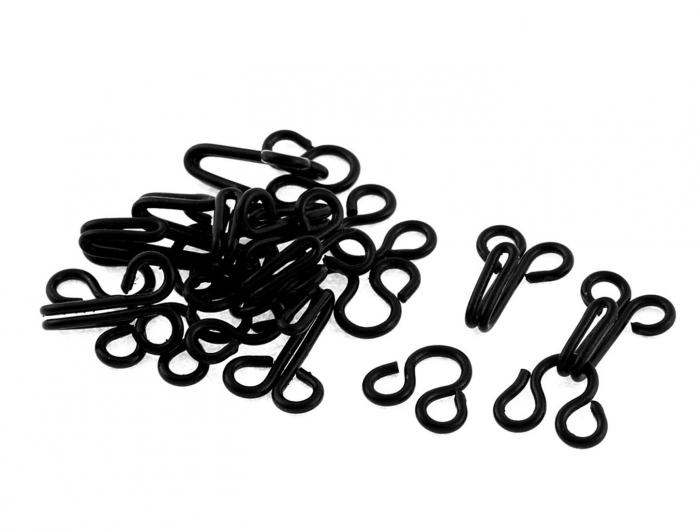 uxcell フックアイクラスプボタン ブラック 金属素材 ウエストエクステンダーフック 洋服フック 10セッ..