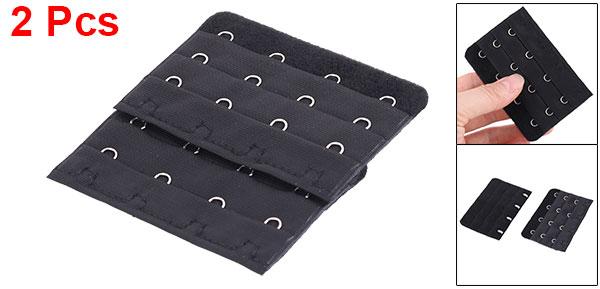 uxcell ブラジャー延長ホック 調整ホック ブラック 4段 2枚