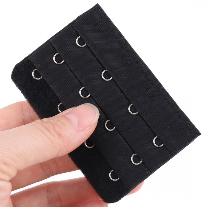 uxcell ブラジャー延長ホック 調整ホック ブラック 4段 2枚