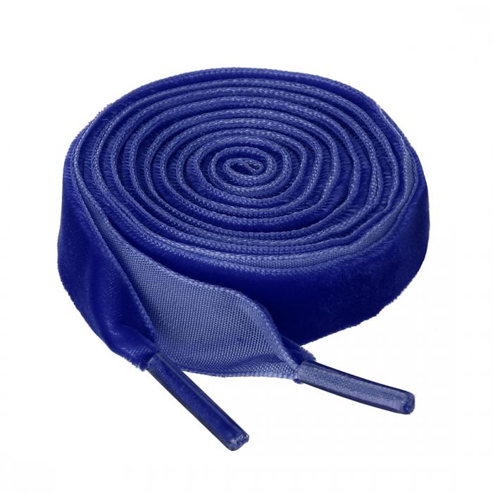 Allegra K ベルベット 靴紐 リボン 靴ひも 平型 平ひも シューレース 広幅 スニーカー ブーツ用 1.6cm幅 ロイヤルブルー 150 cm