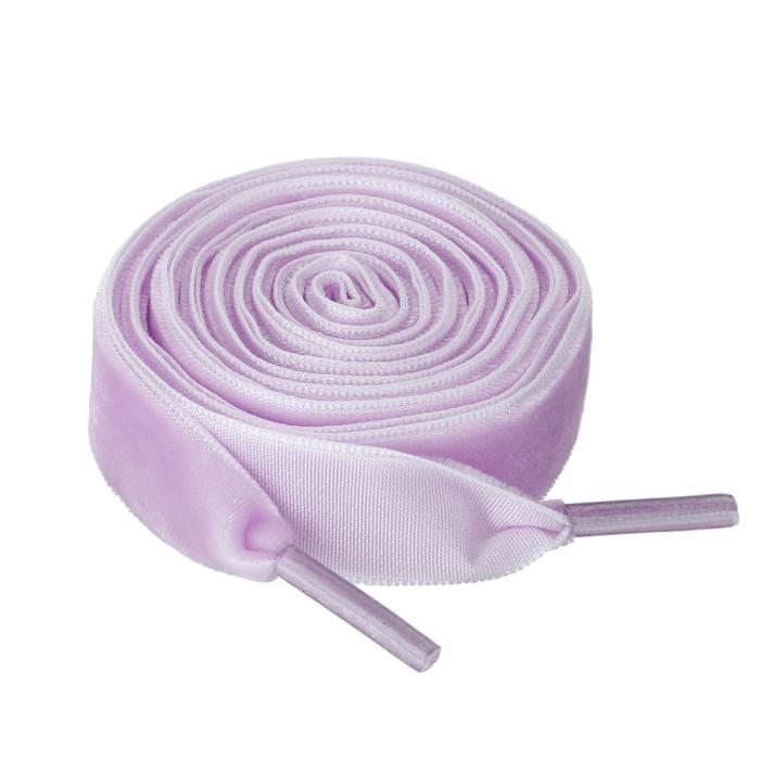 Allegra K ベルベット 靴紐 リボン 靴ひも 平型 平ひも シューレース 広幅 スニーカー ブーツ用 1.6cm幅 ライトパープル 110 cm