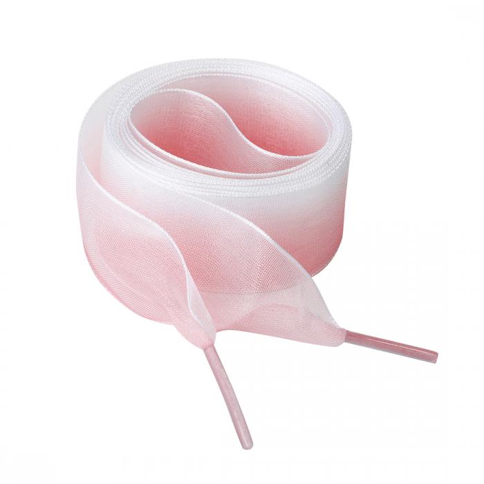 Allegra K オーガンザ 靴紐 リボン 靴ひも 平型 平ひも シューレース 広幅 スニーカー 幅 2.5cm ピンクホワイト 120 cm