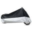 uxcell バイクカバー バイク車体カバー 大型 丈夫 厚手 180T 耐熱 防水 撥水 風飛び防止 UVカット 防埃 防雪 軽量 収納袋付き カバー ブラック シルバー XXXL
