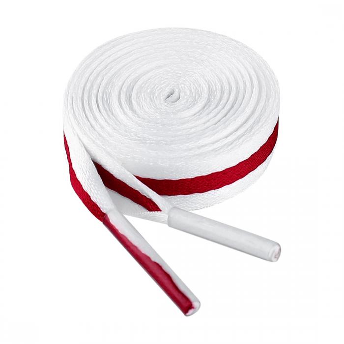 Allegra K ストライプ キャンバス 靴紐 靴ひも 平型 平ひも フラットシューレース 広幅 スニーカー用 幅1cm ホワイト 100 cm