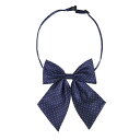 Allegra K スクールリボン リボンタイ 水玉 制服 リボン ボウタイ 蝶ネクタイ 蝶結び 調節可能 女子 ネイビーブルー 11 x 14cm