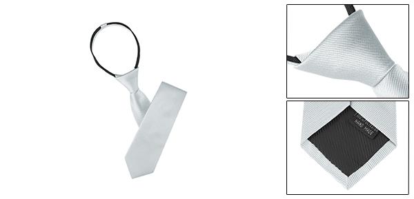 Allegra K メンズネクタイナローネクタイフラットストライプ調節可能なジッパーカジュアルビジネスネクタイ シルバーグレー 6 cm