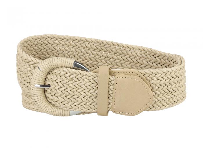 Allegra K 編み込みベルト 太め 太ベルト ウエストベルト 幅広 調節可能 金属バックル レディース ベー..