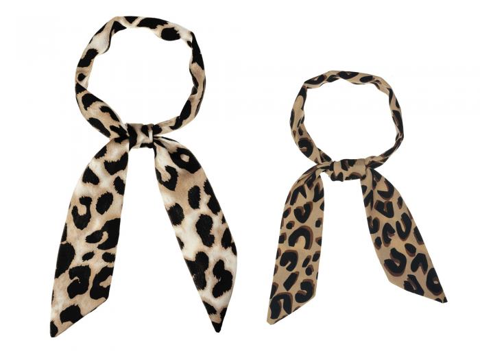 Allegra K ヒョウ柄 ロングスカーフ ネッカチーフ 細い 髪飾り バッグ飾り ウエストバンド レディース 2Pcs ライトブラウン&ブラウン 88 x 5 cm